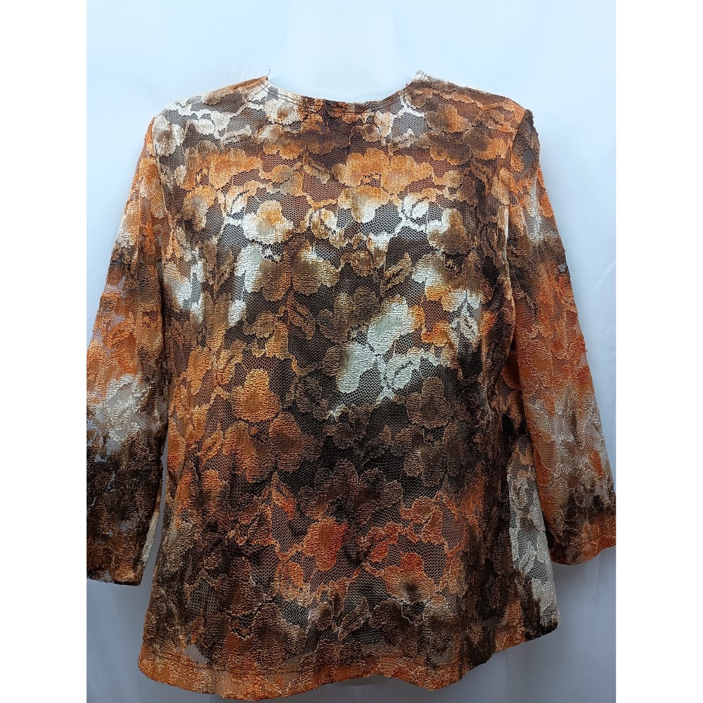 Soft works petites PM dark caramel brown lace floral top dark fairy party event